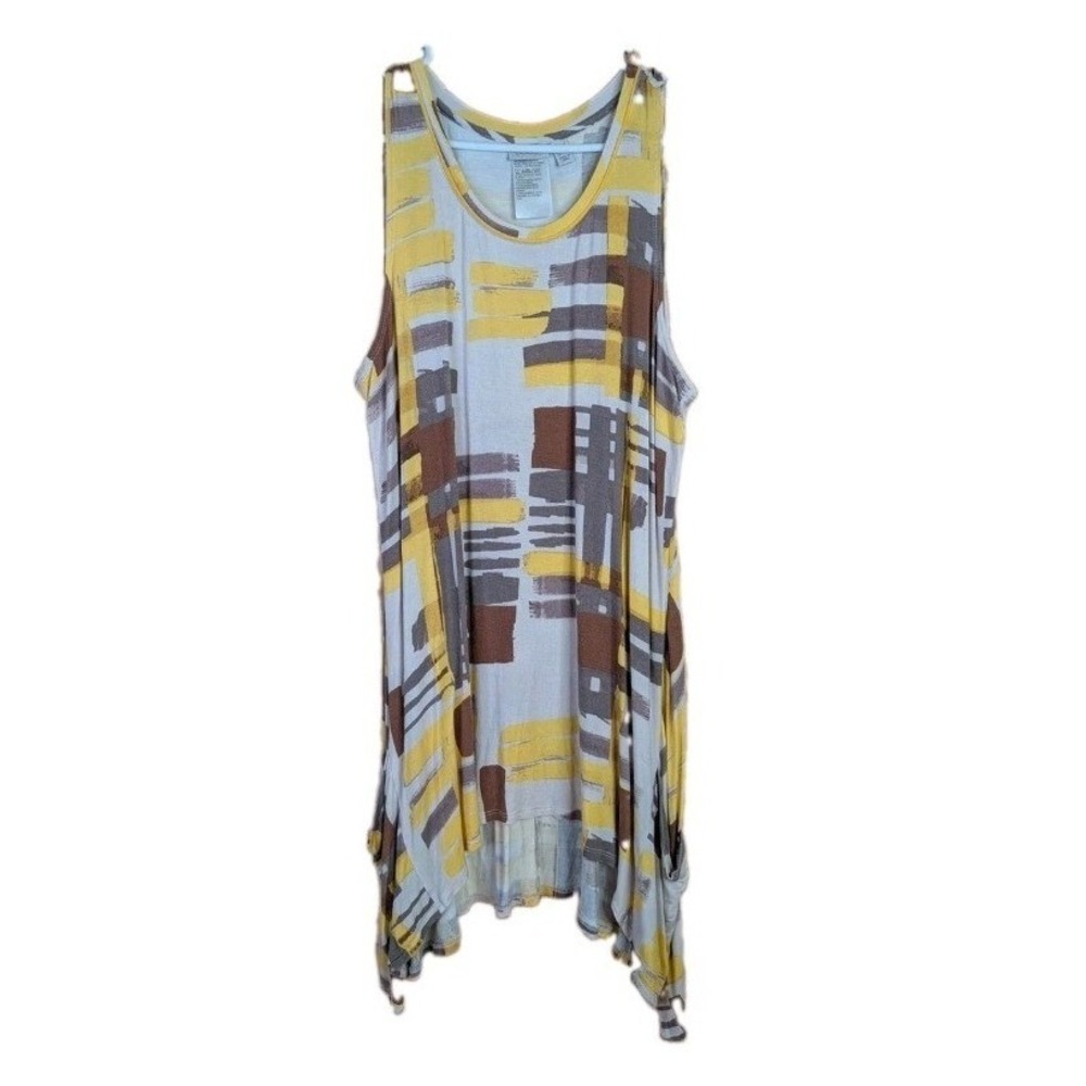 LOGO Lori Goldstein Yellow Tunic Tank Top with Pockets Size Large FLAW